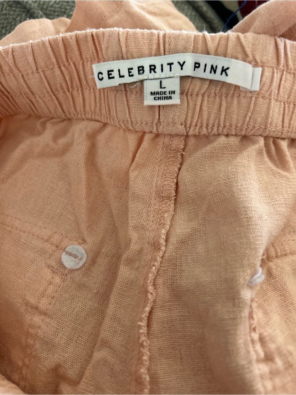 Blush Lightweight Linen Drawstring Waist Shorts - Picture 4 of 5